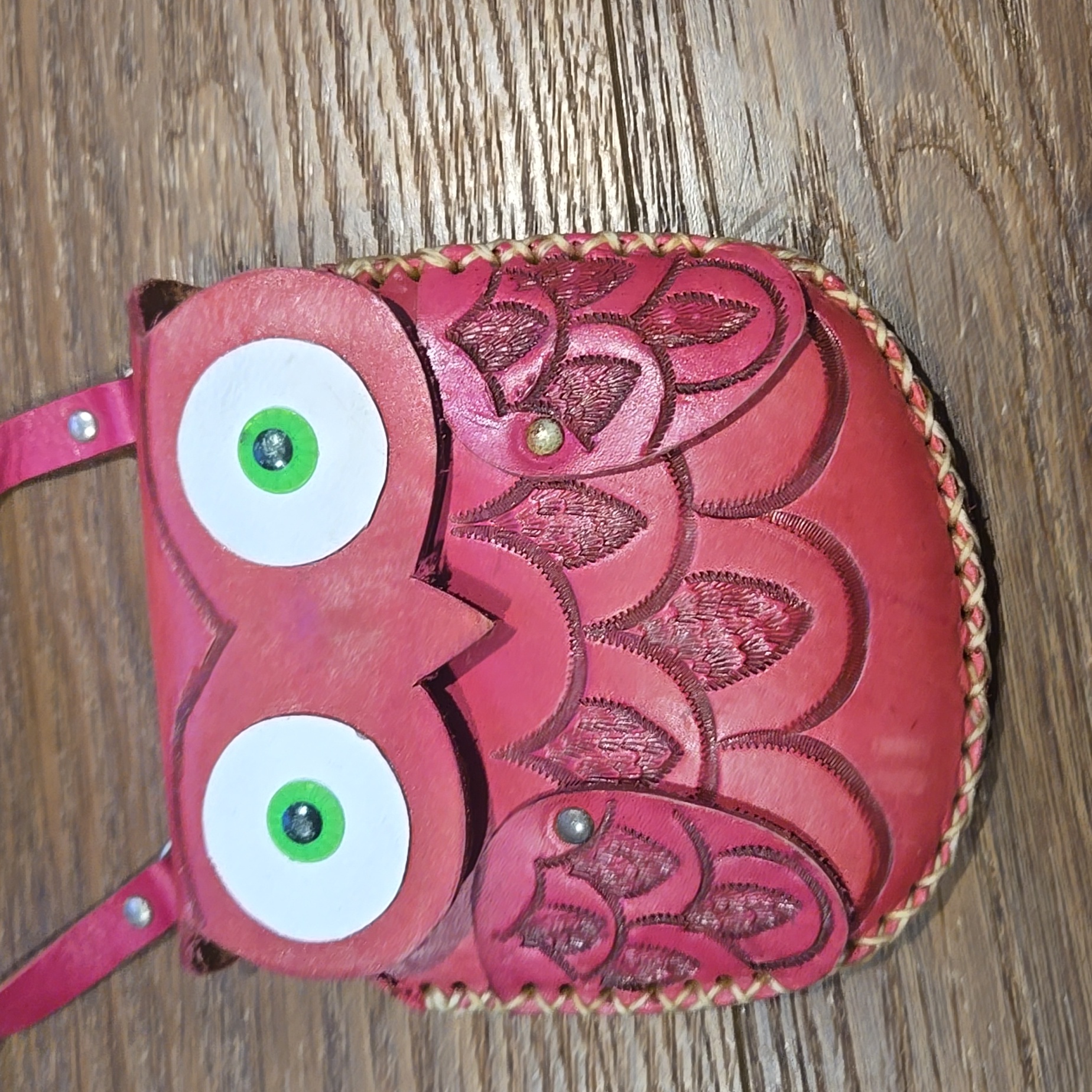 Mexican Tooled Leather Owl Crossbody. #7142